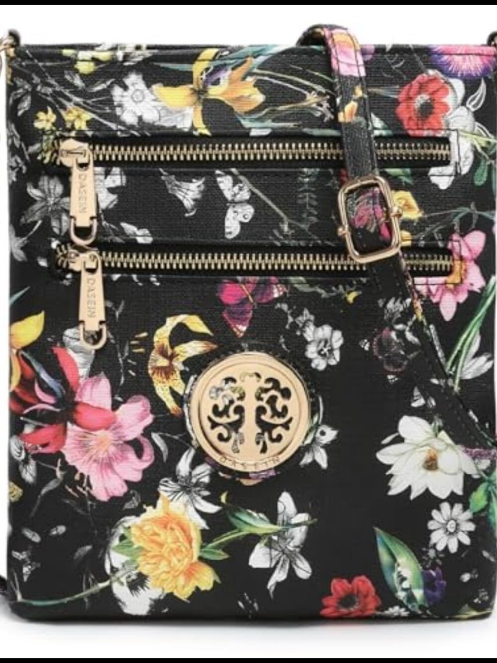 Small PU Leather Crossbody Bag Multi Zipper Pockets Phone Purse Handbag